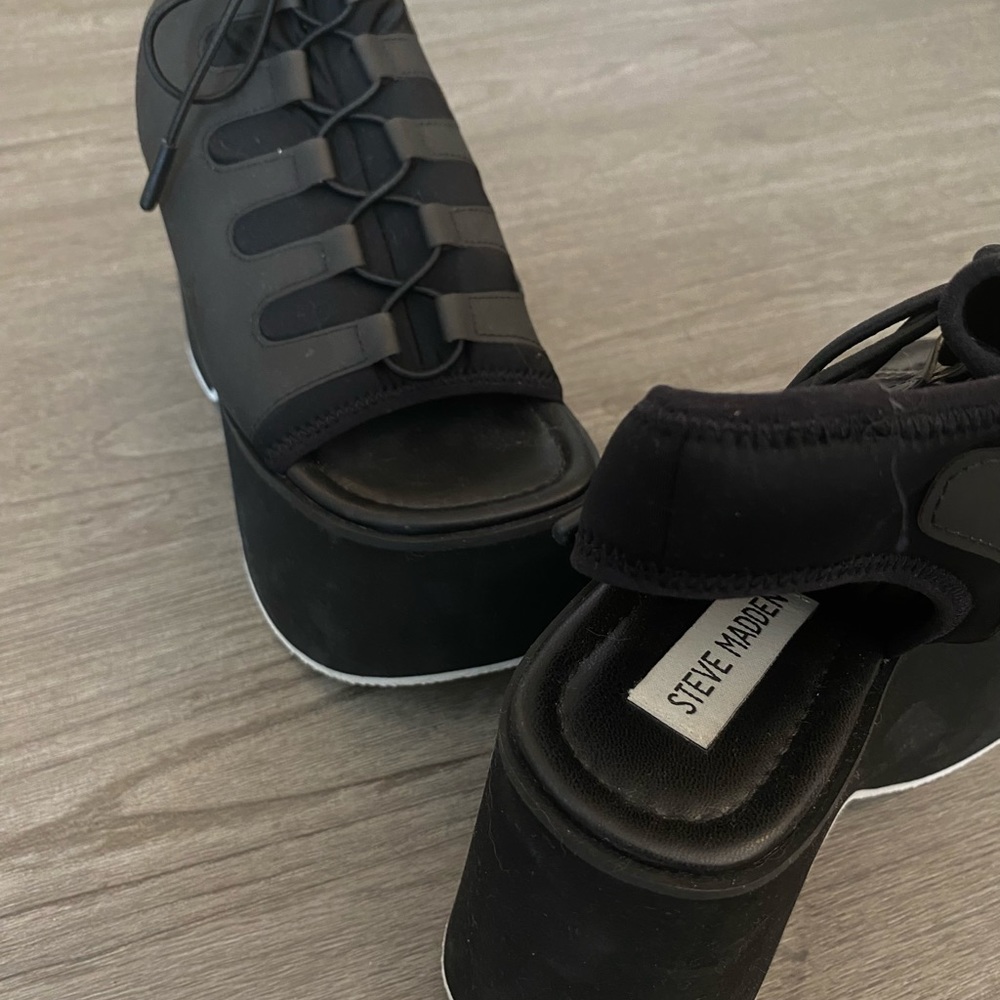 Statement High Cute, Unique Platform Black Sandal… - image 3